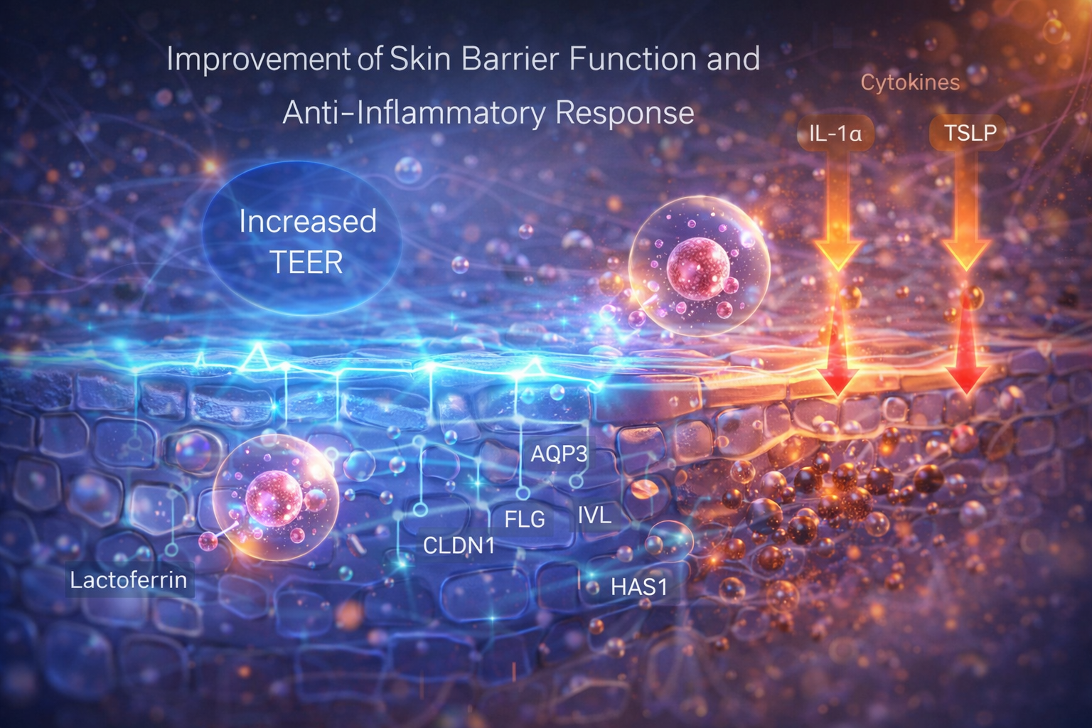 Lactoferrin improving skin barrier integrity and reducing inflammation