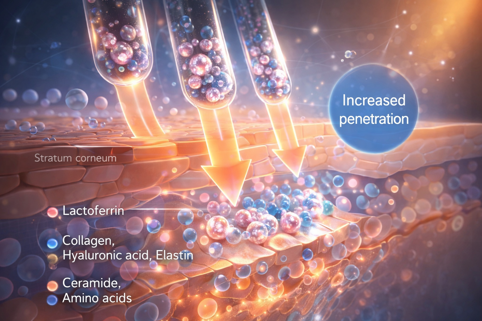 Encapsulated lactoferrin penetrating deep into the skin layers